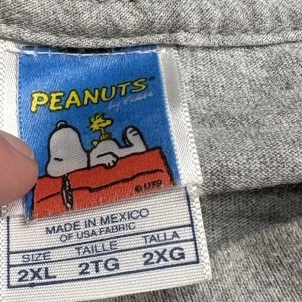 Snoopy T Shirt Christmas Cookie Mens 2XL Gray Heavy Cotton Peanuts Cartoon - Picture 7 of 7